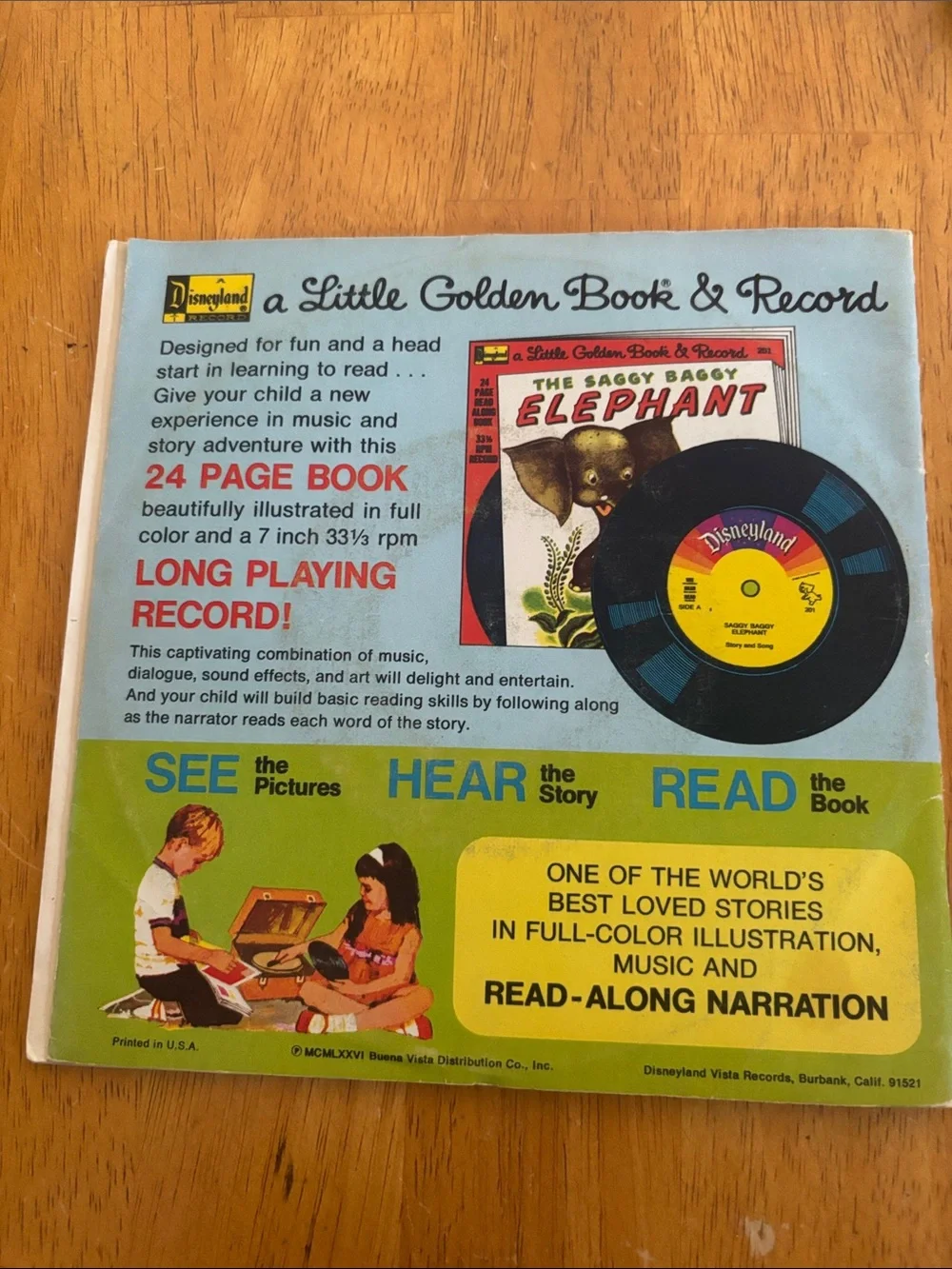 Vintage Disneyland Little Golden Book & Record Noah's Ark 1976